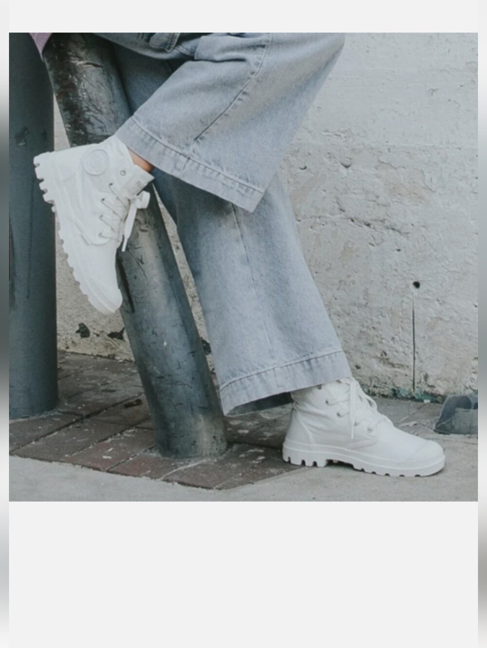 Palladium White Canvas Lace-Up Lug Boots
